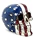 Bellaa 26942 American Flag Skull Statue Patriot USA Stars Stripes Tattoo Figurine 5 inch