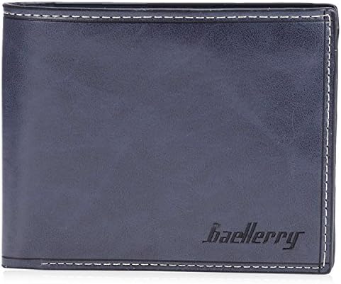 EoCot Male Transverse Wallet PU CRedit Card Bifold Purse Blue