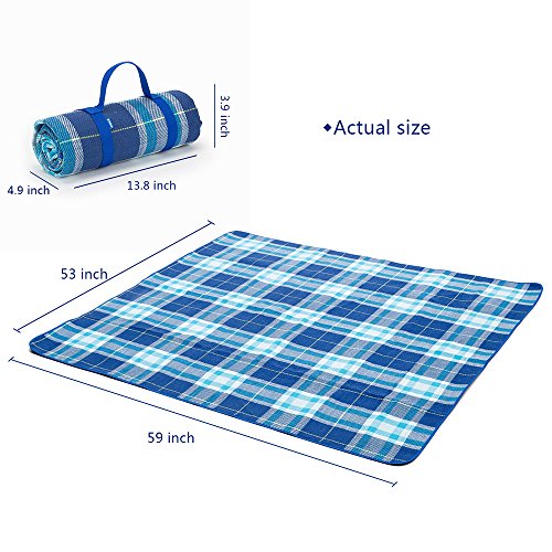 YONOVO Outdoor Water-Resistant Acrylic Picnic Blanket for Camping Beach Outdoor (Blue-A-1.5M) - Thumbnail 2