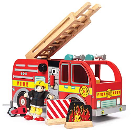 Le Toy Van Cars & Construction Collection Wooden Fire Engine Set Premium Wooden Toys for Kids Ages 3 Years & Up - Thumbnail 7