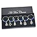 Souarts Mixed 6pcs Christmas Trees Glass Charms Marker Tags Set with Gift Box