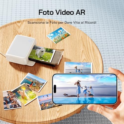 Stampante fotografica, stampante fotografica istantanea con 54 fogli (4"x6"), supporta la connessione WiFi, app di fotoritocco creativo, per smartphone iOS/Android