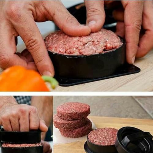 Forma De Hambúrguer 3 em 1 Modelador De Hamburguer 12,3cm x 10,5cm Base Removível Facil De Usar e Limpar hamburguer Artesanal Caseiro Churrasco