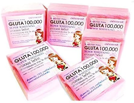 6 X Gluta 100000 Soap Super Whitening Glutathione Bleaching Lighten Dark Spot [Get Free Tomato Facial Mask ]M212