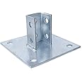 Skelang 2-Pack Square Post Base For 1-5/8" Single Strut Channel - 4 Hole Galvanized Steel Mount