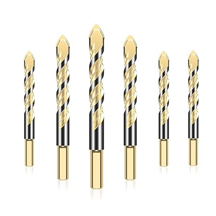 6 Stück Glasbohrer Fliesenbohrer Set von JTENG Steinbohrer 6/6/6/8/10/12 Triangel Legierung Lochsäge Spiralbohrer für Fliesen