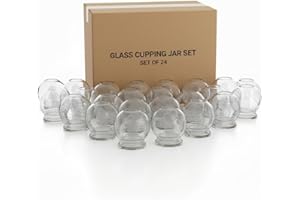 Royal Massage Fire Glass Cupping Therapy Set – Traditional Chinese Therapy Massage & Acupuncture Vacuum Pressure Cups – Cupping Set Glass Jars (#3 - Set of 24)