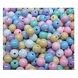Lot of 150pcs Acrylic Round Beads 8 mm Assorted Color Mix Plastic Pastel Beads Bracelet Kawaii Rainbow Necklace Jewelry Making Craft Kits Kids diy