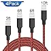 Lightning Cable,ONSON Charger Cables 4Pack 3FT 6FT 6FT 10FT to USB Syncing and Charging Cable Data Nylon Braided Cord for iPhone 7/7 Plus/6/6 Plus/6s/6s Plus/5/5s/5c/SE and more (Black&Red)