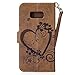 Galaxy S8 Case,Galaxy S8 Wallet Case,PHEZEN Vintage Emboss Flower Love Heart PU Leather Wallet Flip Protective Case Cover with Card Slots & Kickstand for Samsung Galaxy S8, Brown