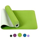 Non Slip Yoga Mat by Farland - Eco Friendly TPE Workout Exercise Mat,Anti-tear Hot Pilates Pad Mats in Home & Gym (Thick 6mm,Green)