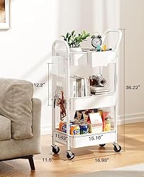 Pipishell 3-Tier Rolling Cart, Metal Utility Cart