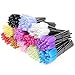 SUBANG 300 Pieces Total 12 Colors Disposable Mascara Wands Eyelash Eye Lash Brush Makeup Applicators Cosmetic Brush Makeup Tool Kit (Black Handle,Multicolor Head)