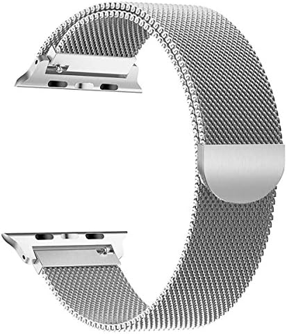 OULEDI Compatible Stainless Steel Band for Apple Watch Replacement Mesh Strap Bracelet for iWatch Series 1 Series 2 Series 3 Series 4 with Magnetic Closure Clasp 38mm 40mm Silver
