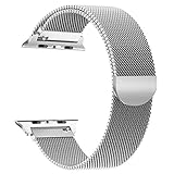 OULEDI Compatible Stainless Steel Band for Apple Watch Replacement Mesh Strap Bracelet for iWatch Series 1 Series 2 Series 3 Series 4 with Magnetic Closure Clasp 38mm 40mm Silver