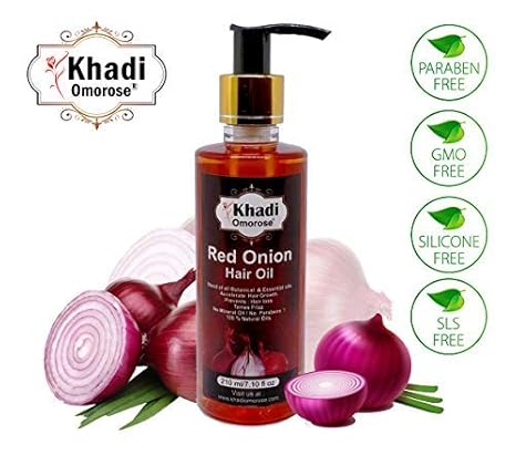 Khadi Omorose Red Onion Hair Oil (210 Ml) For Hair Growth With Argan, Coconut , Almond, JoJoba , Olive & Extract of Botanical Oils