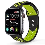 RUOQINI Compatible for Apple Watch 42MM 44MM, Dual-Color Soft Silicone Sport Replacement Band Compatible for Apple Watch Series 4/3/2/1,Black/Volt M/L Size