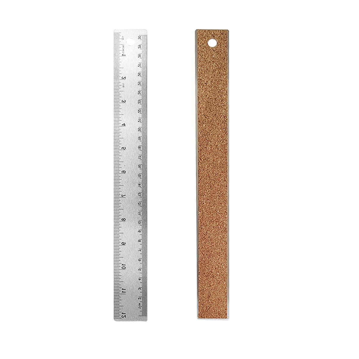 Photo 1 of 12-Inch Stainless Steel Metal Ruler with Non-Slip Cork Backing - 1 Pack