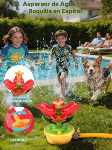Water Games for Kids Outdoor 3 4 5 6 Years, Sprinkler Kids Flower Shape with 3 Kinds of Jet, Outdoor Grass Water Toys with Hoses, Summer Gift for 3 4 5 6 7 8 9 10 Years Old