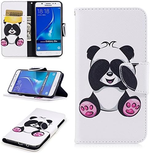WindTeco Galaxy J5 2016 Case, Bookstyle Cute Panda Pattern Premium PU Leather Case Wallet Flip Cover Magnetic Closure with Card Slots & Stand Function Protective Case for Samsung Galaxy J5 2016