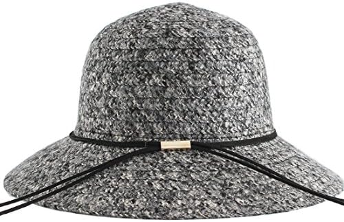 YUUVE Women’s Wool Felt Fedora Hat Wide Brim Floppy Hat Scrunchy Winter Bowler Hat