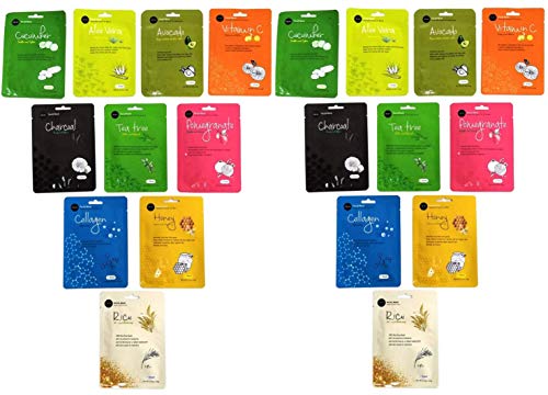 Celavi Collagen Face Mask (10-Sheets) Classic Korean Skincare | Lighten, Moisturize, Tighten Skin | Diminish Dark Spots & Circles | Whiten, Brighten, Balance Pigmentation