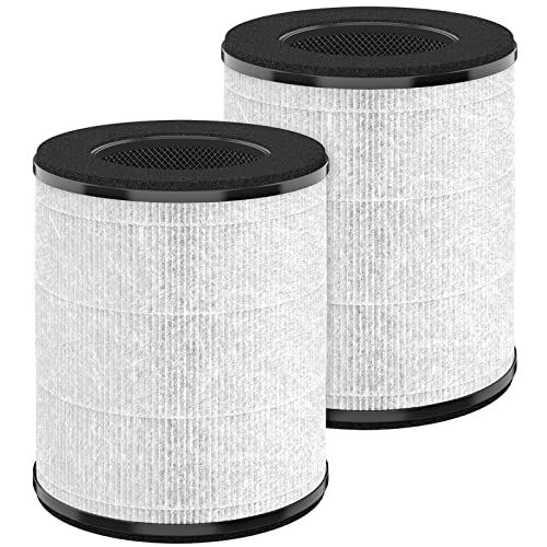 HSIAMEN Replacement Filter Compatible with Tenergy Renair TAP01, Cool-Living CL-6070A, Beaba, Tredy Air Purifier TD-1300, 3-in-1 H13 True HEPA Filters w/Activated Carbon, White 2-Pack