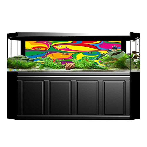 JiahongÂ Pan Fish Tank Background in Mixed Fluid Colors Childish Comic Theme Pictures PVC Decoration Paper Cling Decals Sticker L29.5 x H21.6