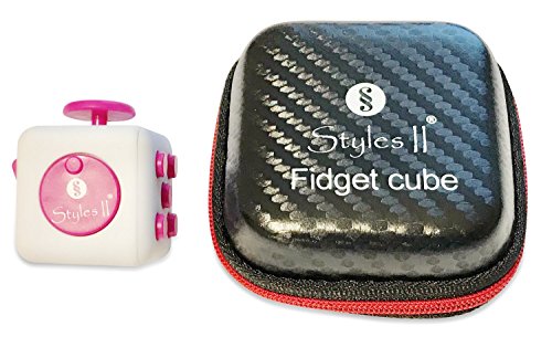 Styles II Fidget Cube, Available In Different Colors, Fidget Dice Toy, Stress-Buster, Relieves From Anxiety, For Children and Adults, Enhances Focus, Plastic-Free Twiddle Cube, More Durable (Pink)