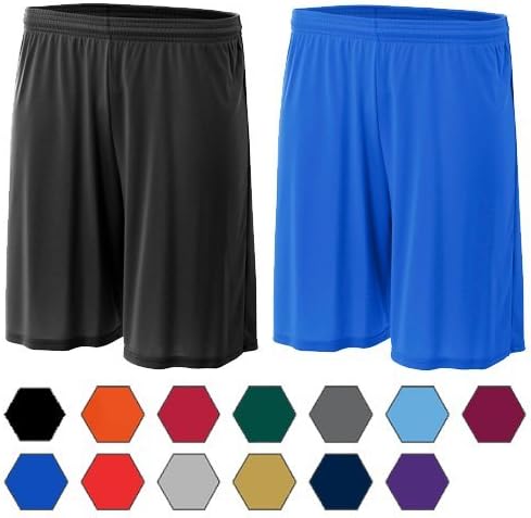Athletic Performance All Sports Shorts Moisture Wicking, UPF 30+, No Pockets (14 Colors, Youth 6" & Adult 7" & 9")