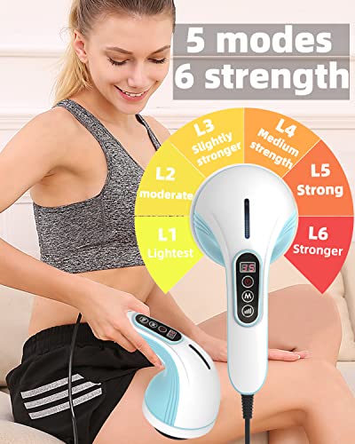 Sinxroil Handheld Cellulite Remover Massager,Electric Body Sculpting Machine Portable Body Shaper Abdominal Massage with 8 Replacement Massage Heads for Neck Back Shoulder Arm Foot (Blue)