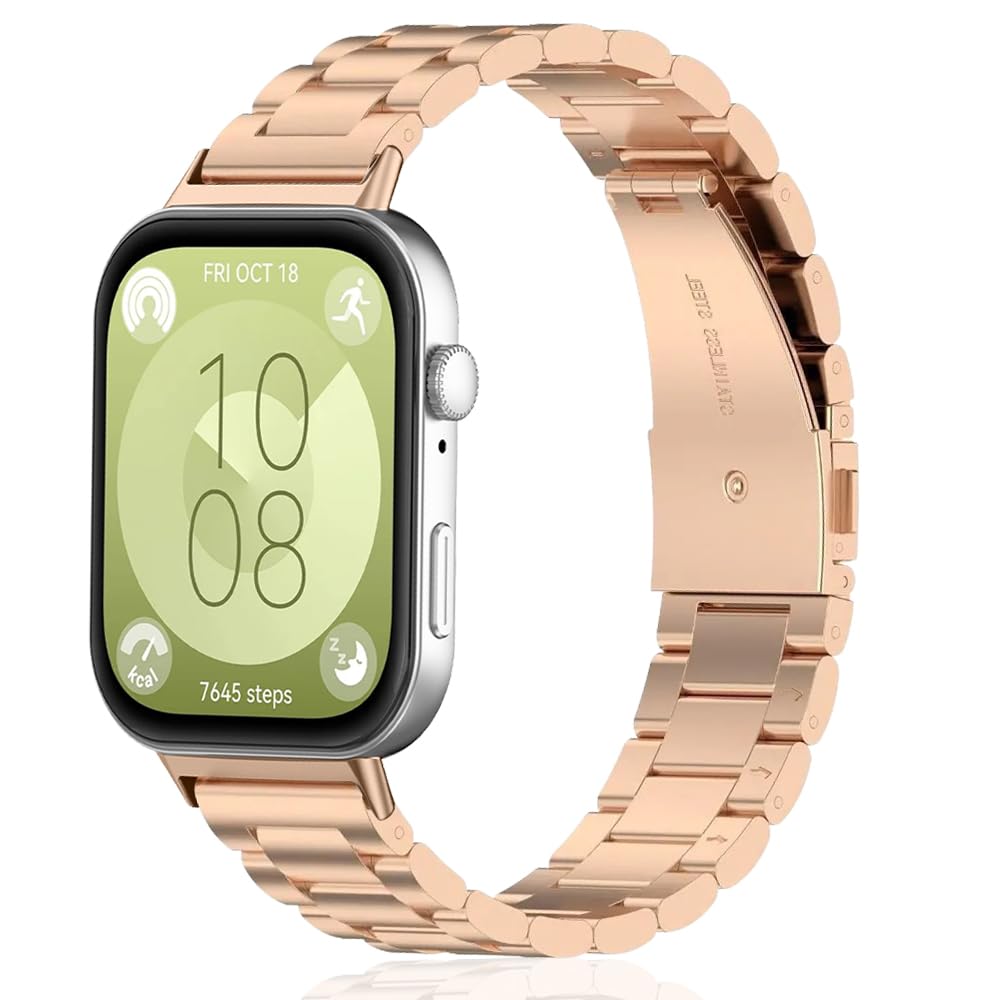 SeNool Strap for Huawei Watch Fit 3 / Fit 4 / Fit 4 Pro, Metal Stainless Adjustable Quick Release Replacement Strap Band for Men Women for Huawei Watch Fit 3 / Fit 4 / Fit 4 Pro - Rose Gold