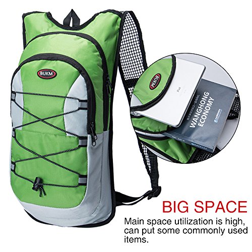 Hydration Backpack, Bukm UltraLight 2L Hydration Pack with Water Bladder Camping Hunting Running Hiking Cycling Walking Climbing Skiing Bag Daypack for Men Women Kids (Green) - Thumbnail 3