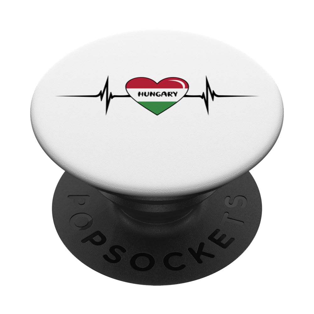 Heartbeat Design Hungarian Flag Hungary PopSockets Adhesive PopGrip