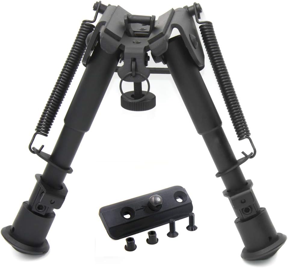 JINSE Bipod Adjustable 6-9 Inches Folding Spring Return with Keymod Rail Adapter