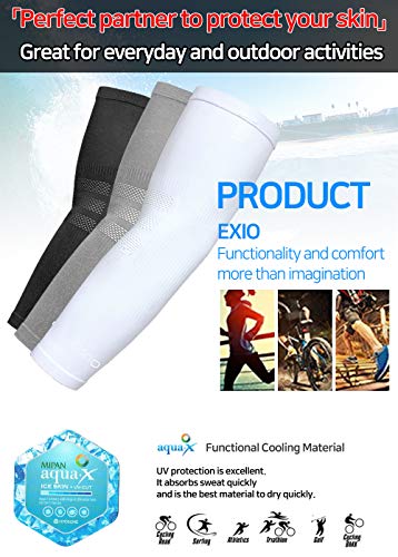 EXIO Arm Cover Compression Seamless Sleeves & Neck Scarf Mask for 4 seasons Outdoor Activities, Baseball, Football, Driving, Golf (EX-A33 White) - Thumbnail 4