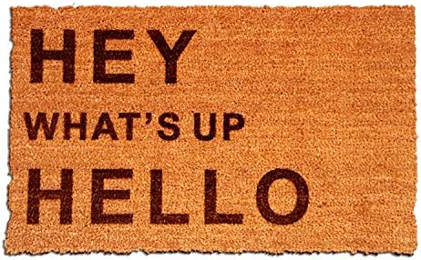 Hey, What's Up, Hello Laser Engraved Coir Fiber Doormat 36” x 24” Large