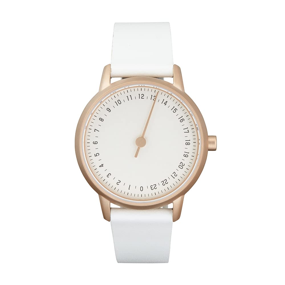slow Round-S 09 - White Leather, Rose Gold Case, White Dial