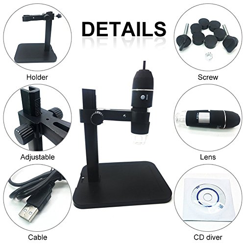 Digital Microscope, KLAREN 1000X 8 LED 2MP USB Digital Microscope Endoscope Magnifier Camera Set - Thumbnail 2