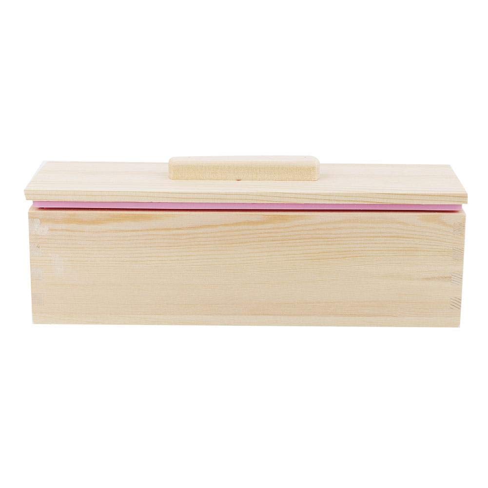 Silicone Mold Rectangle Handmade Soap Moulds+Wooden Box+Wooden Lid, Loaf Mould Candles Cakes Mould for Soap Making Supplies