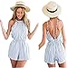 Moxeay Clubwear Halter Backless Playsuit Bodycon Party Jumpsuit Romper Trousers (Asia Small, Stripped)