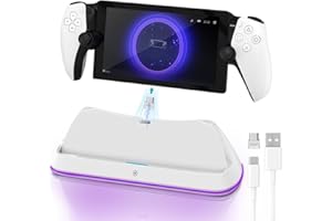AceGamer Charging Stand for PlayStation Portal, Enhanced Stability Charger Dock or Station with On/Off RGB Light and Type-C Cable, Pogo Pin Adapter and 30° Comfort Angle Design for PS Portal (White)