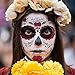 Day of the Dead Face Tattoos, Skeleton Tattoos Temporary, 6 Sheets Halloween Makeup Sugar Skull, Match Day of the Dead Costume, Glitter Red Roses Sugar Skull Tattoo Face, 36 Pcs, 6 Sheets