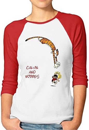 Womens Calvin and Hobbes 3/4 Sleeve Baseball Tshirt Raglan Jersey Shirt