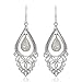 925 Sterling Silver Bali Filigree Chandelier Design w/ White Opal Dangle Earrings