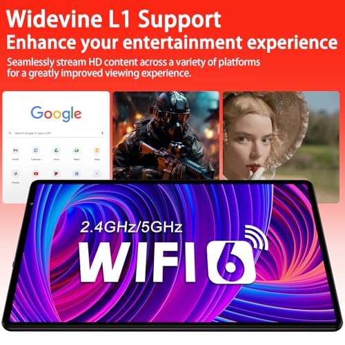 Android 14 Tablet 10.1 inch Tablets,20GB RAM 128GB ROM 1TB Expand,Octa-Core Processor,Dual Camera,WiFi 6,Bluetooth 5.0,6000mAh Long Battery Life with Keyboard/Mouse-Black