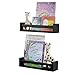 Wallniture Utah Nursery Book Shelves - Set of 2 Floating Bookshelf for Kids Room - Multi-use Kitchen Spice Rack and Bathroom Organizer, Wood Black