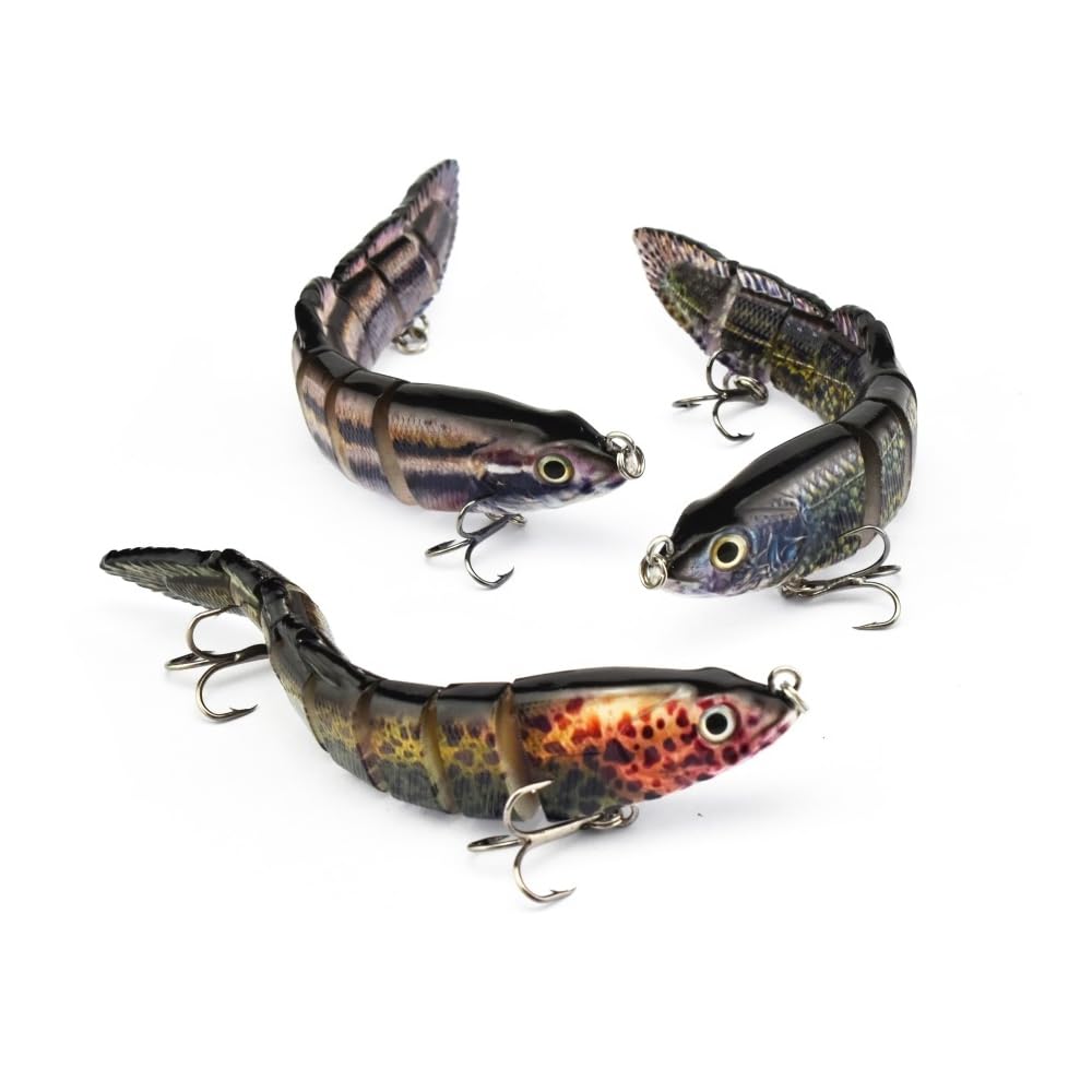 ODS Fishing Lure Lifelike Loach Bait Multi Jointed Swimbait Tackle Kit with Fishing Hooks for Freshwater Saltwater