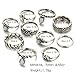 cyntan Set of Knuckle Ring Moon Elephant Silver Tone Ring Set for Women 10 Pcs/Set