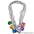 Rhode Island Novelty Mardi Gras Mug Shot Glass Beads | 12 Necklaces |
